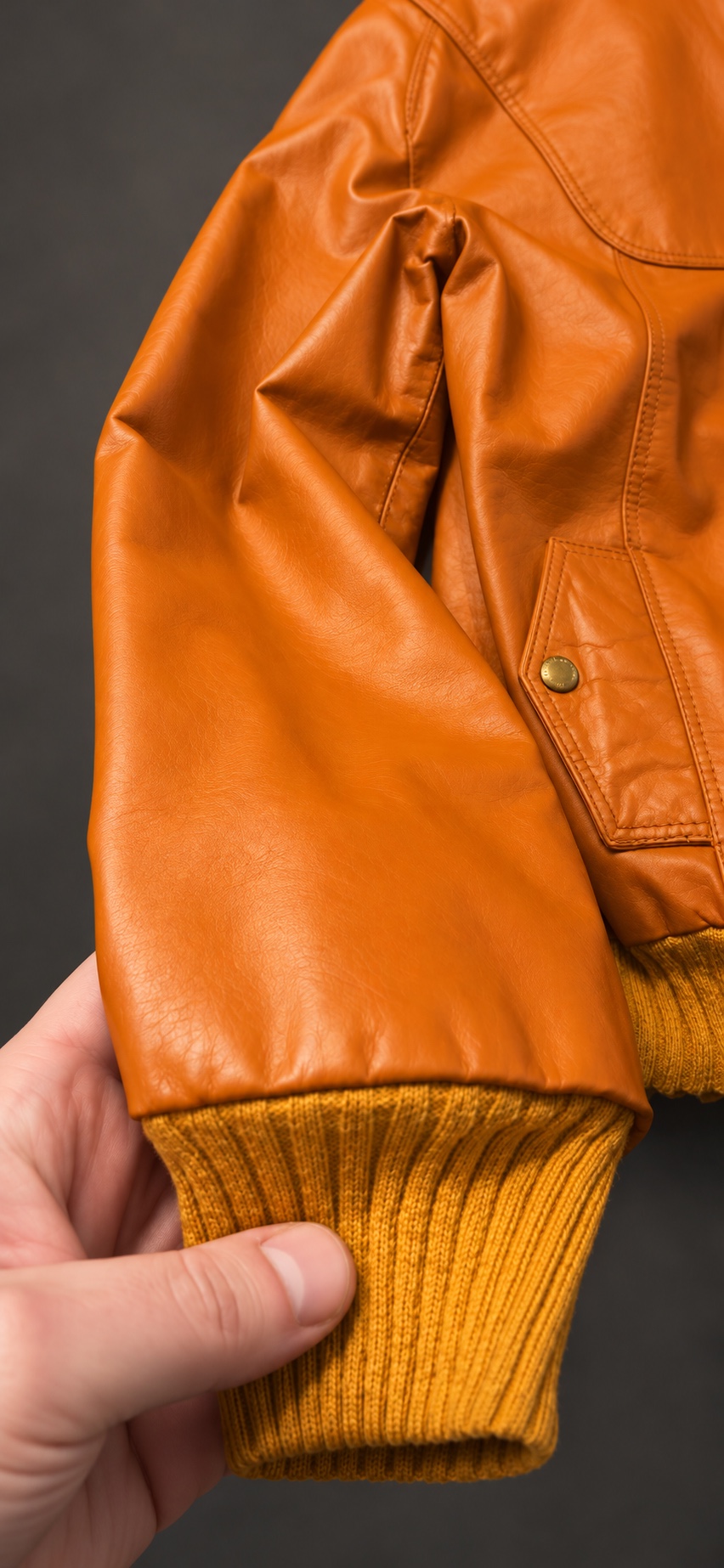 Detalle de la manga naranja restaurada
